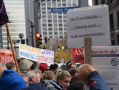 Protesters urge Casey to aid jobless