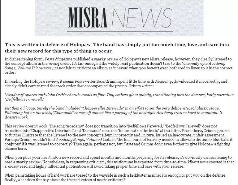 Case study: Misra Records v. Paste