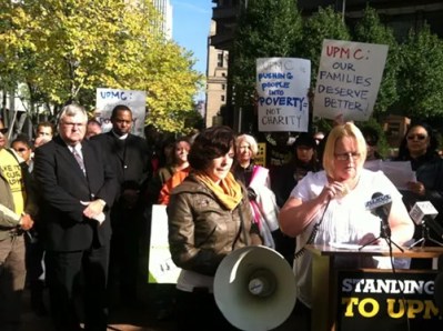 Former UPMC transcriptionists protest lost wages