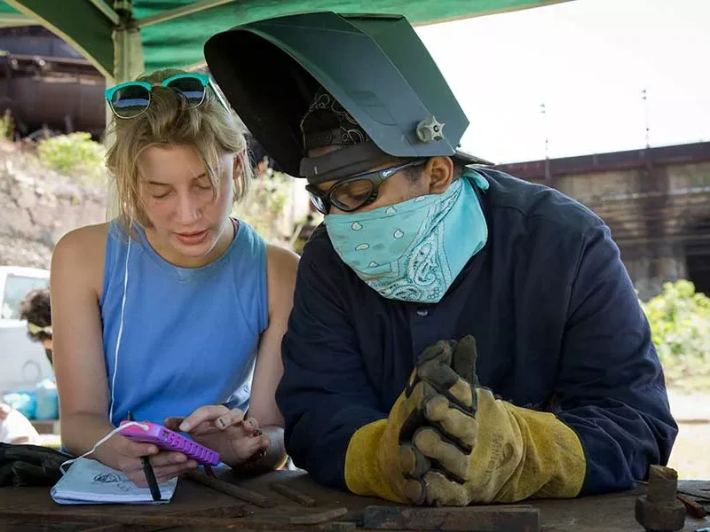 Carrie Furnace Deer Head sculptural installation