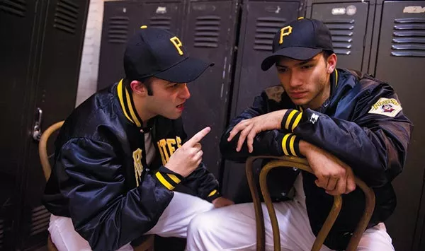 Keaton Jadwin and Jeffrey Gorti in 21 at the Conservatory Theatre Co.