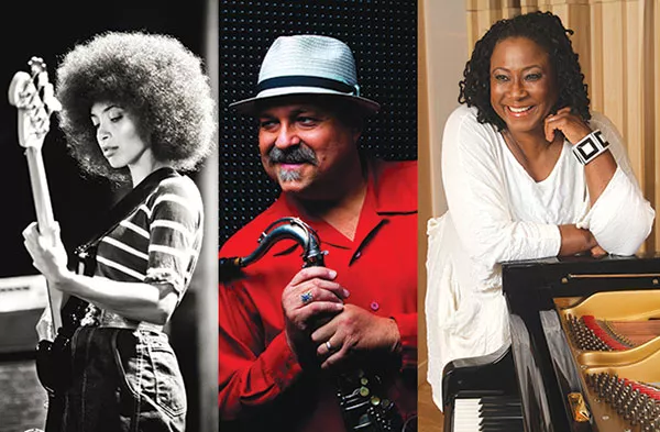 Pitt Jazz Seminar artists Esperanza Spalding, Joe Lovano, Pitt jazz-studies director Geri Allen