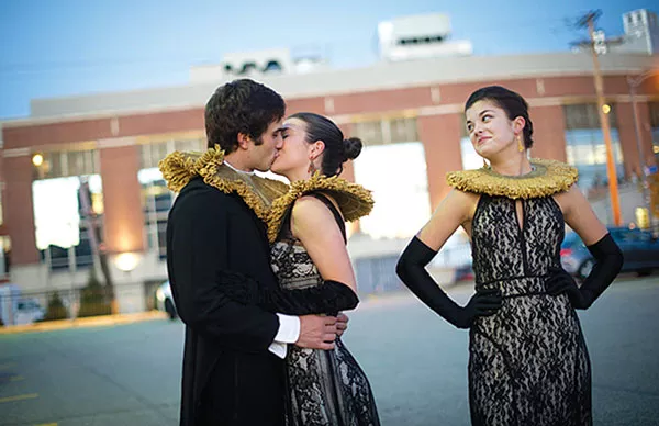 Mike Nicosia, Jennifer Arfsten and Hannah Morris in the Conservatory Theatre Co.'s As You Like It