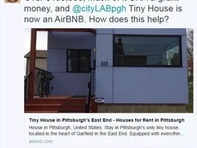 Pittsburgh’s tiny house keeps popping up on Airbnb, could be a violation of its URA loan