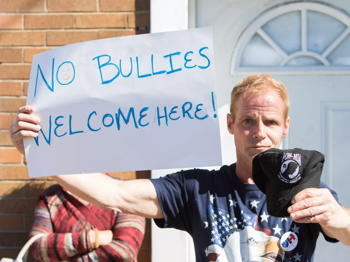 Slideshow: Protesters gather outside Donald Trump rally in Ambridge