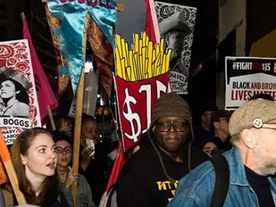 Pittsburgh workers walk off jobs and rally Downtown to protest for higher wages
