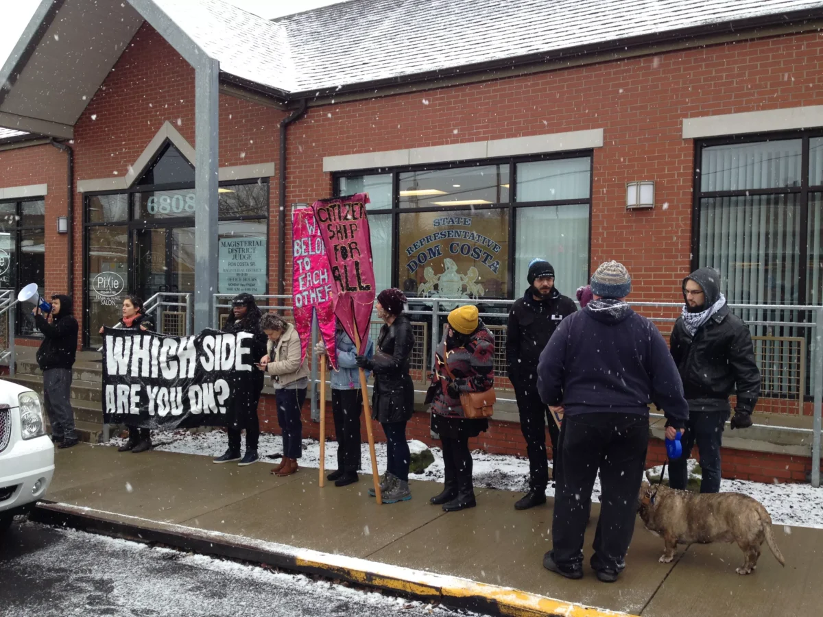 Immigrant-rights activists and constituents protest at Pittsburgh state Rep. Dom Costa’s office