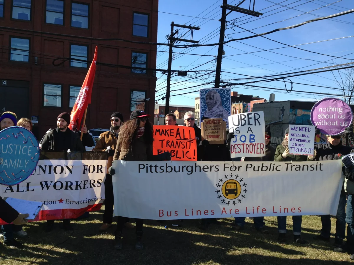 Pittsburgh Public-transit advocates and union groups protest Uber
