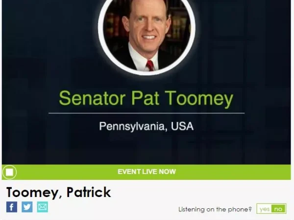 Pennsylvania  Republican Sen. Pat Toomey holds telephone town hall