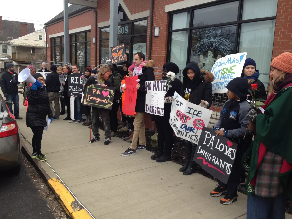 Constituents and advocates protest anti-immigration stances of Pittsburgh-area state reps