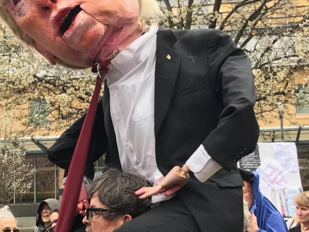 Trump Puppet highlights Pittsburgh’s weekly Tuesdays With Toomey protest