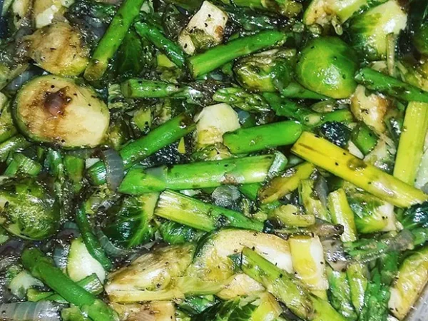 Brussel sprouts and asparagus