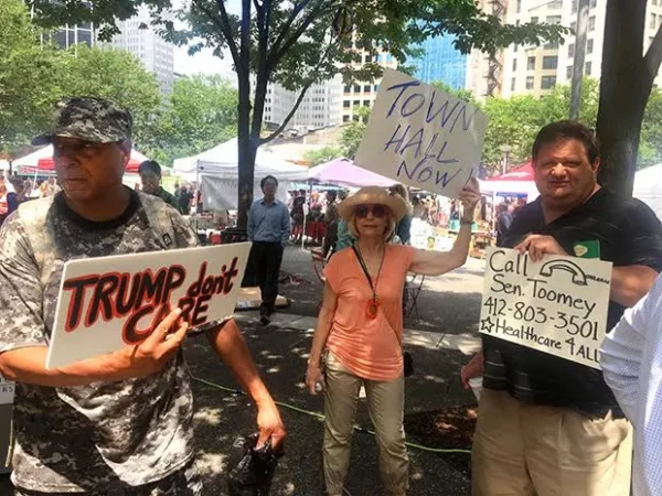 After Sen. Toomey’s invitation-only town hall, anger over the GOP’s health-care legislation continues in Pittsburgh