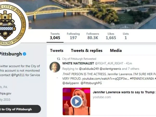 Pittsburgh official Twitter account retweets a user with title “WHITE NATIONALIST”; city says it was in error