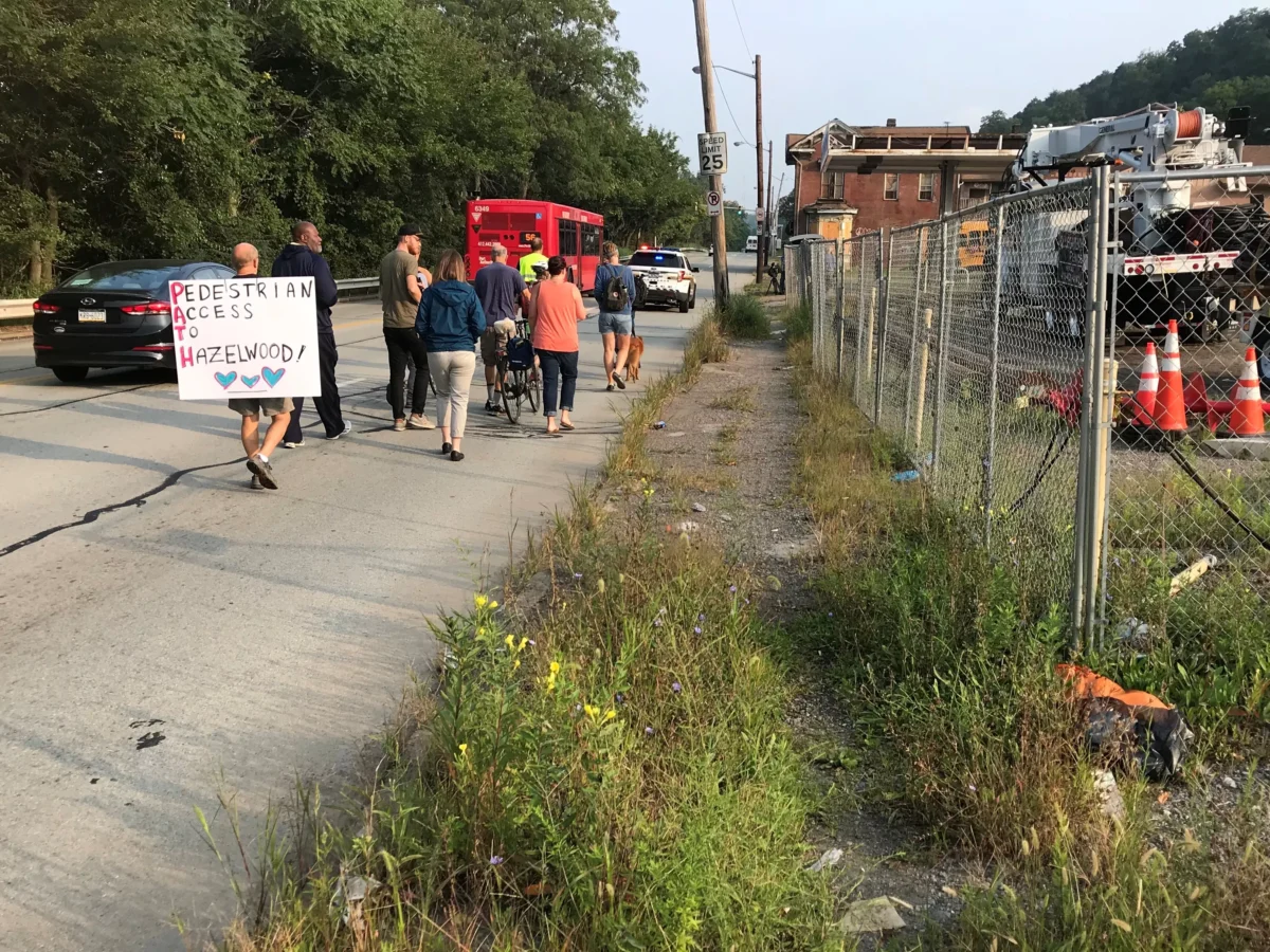 Hazelwood residents march for better pedestrian access out of their neighborhood
