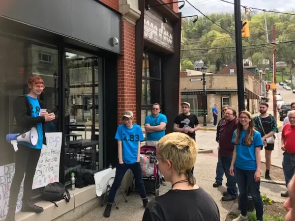Protests at Tazza D’Oro after the Millvale coffee shop closed abruptly last week and fired all four employees