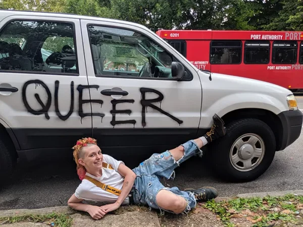 A car spray-painted with the word “QUEER” is being shared on social media as an act of vandalism. But is it?