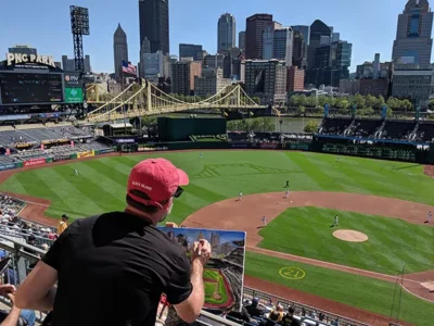 Painting the corner: British artist on mission to live-paint all 30 major league baseball parks lands at PNC Park