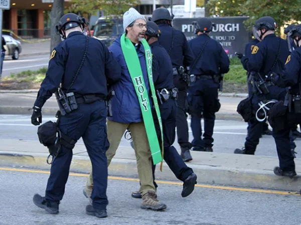 Protesters condemning white nationalism and Trump’s visit arrested