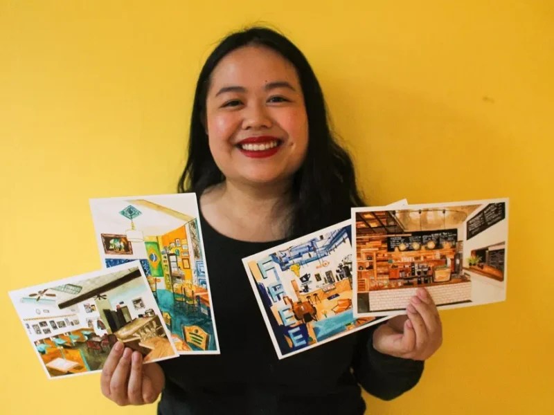 Sophia Fang supports small businesses with postcard project, Painting Main