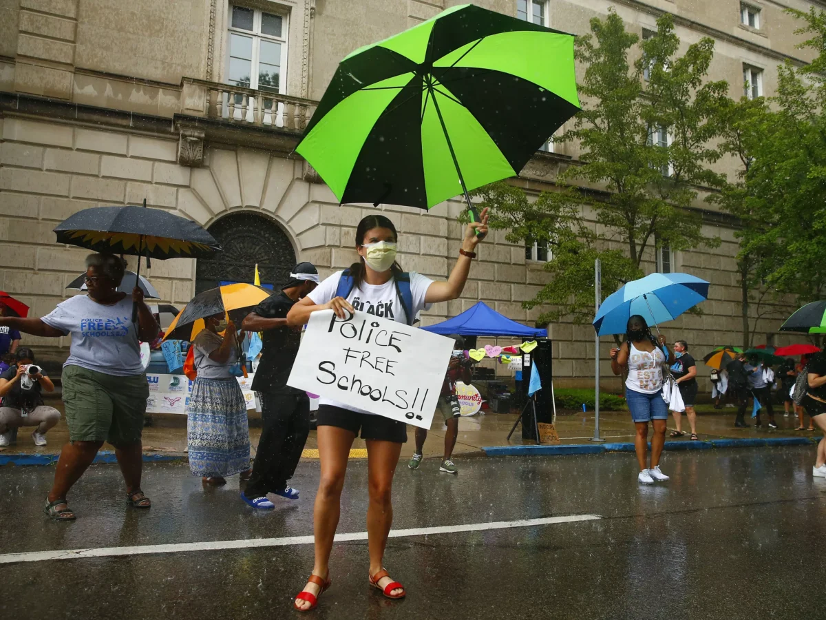 Photos: Protesters gather in Oakland to demand removal of police officers from Pittsburgh Public Schools