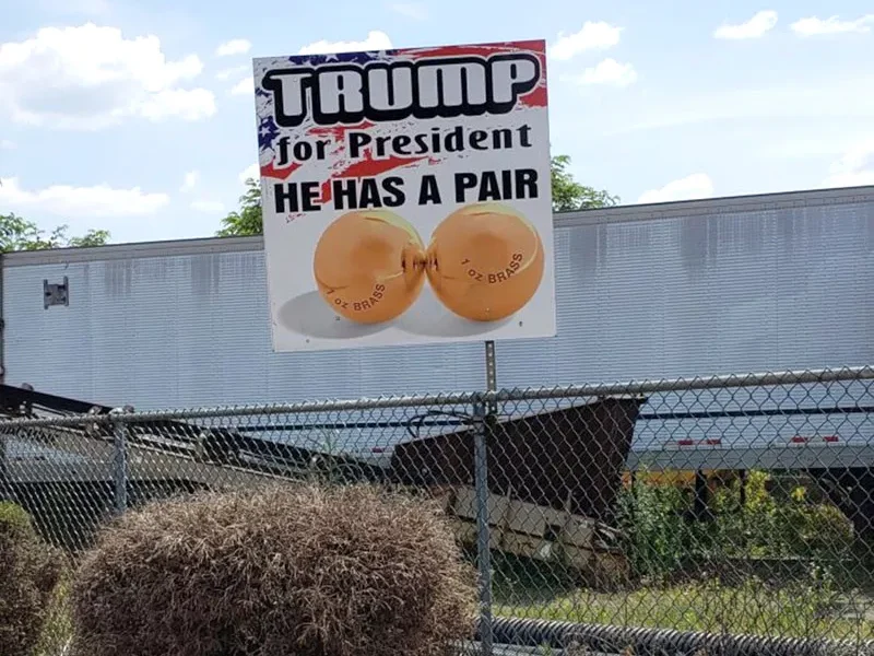 Highway signs at edge of Allegheny County admire Donald Trump’s balls, encourage ‘breeding’