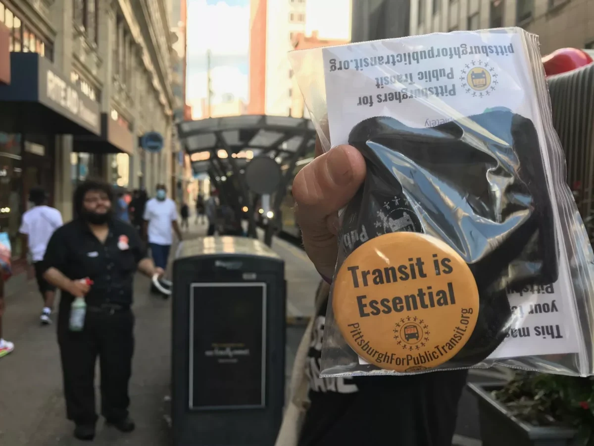 Pittsburghers for Public Transit distribute masks to riders, push for additional public transit funding
