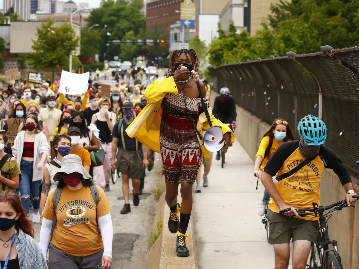 PHOTOS: “Civil Saturday” protest disrupted when marshal is arrested by heavily armed Pittsburgh Police in unmarked van