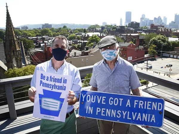 Father and son ask Pennsylvanians to “be a friend” and wear a mask, taking inspiration from popular state ad campaign