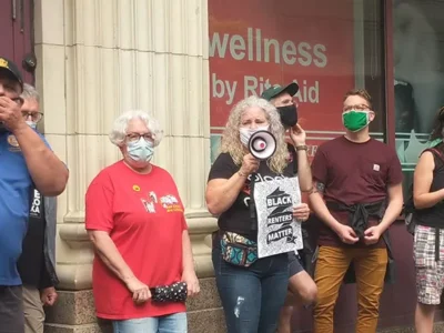 Port Authority workers protest against anti-social justice dress code prohibiting Black Lives Matter masks