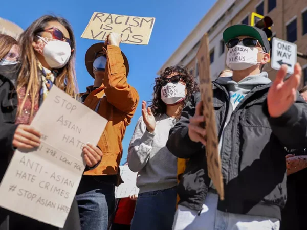 Stop Asian Hate protest against anti-Asian racism emphasizes love and solidarity in response to Atlanta shooting