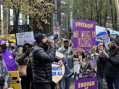 UPMC workers go on one-day strike demanding better wages and right to unionize