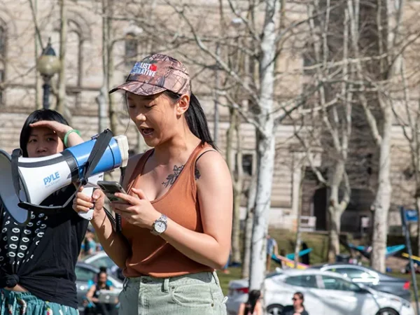 Stop Asian Hate rally protests anti-Asian racism on anniversary of Atlanta shooting