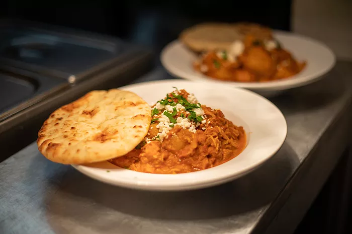 Food is served at the Woods House