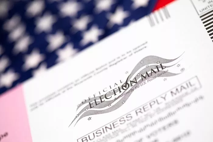 A close-up photo of a mail-in ballot.