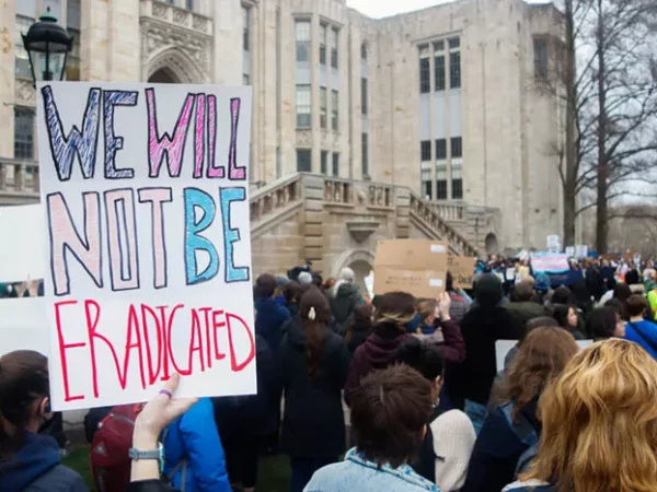 The University of Pittsburgh community showed up to protest “transphobic” speaker events on campus