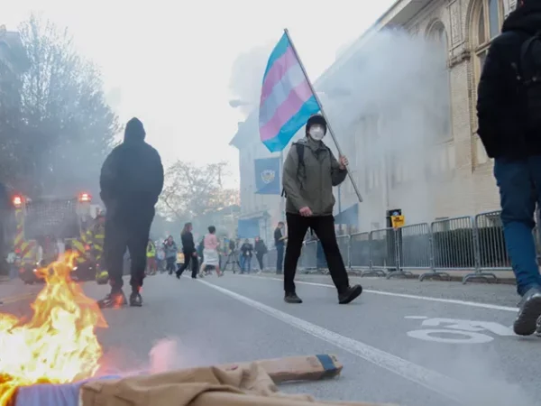 Protestors invoke chants and fire outside Pitt’s anti-trans “debate”