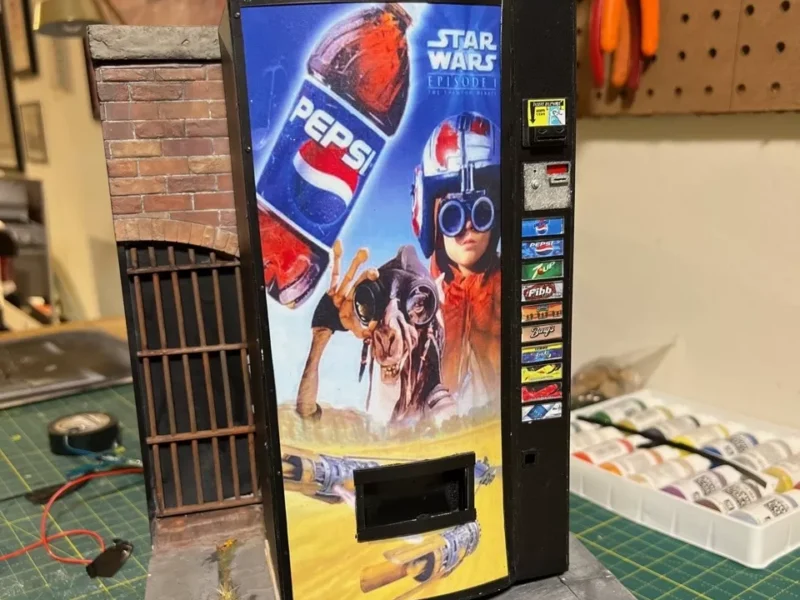 Artist brings tiny replica of Pittsburgh’s famous Star Wars Pepsi machine to Mt. Washington