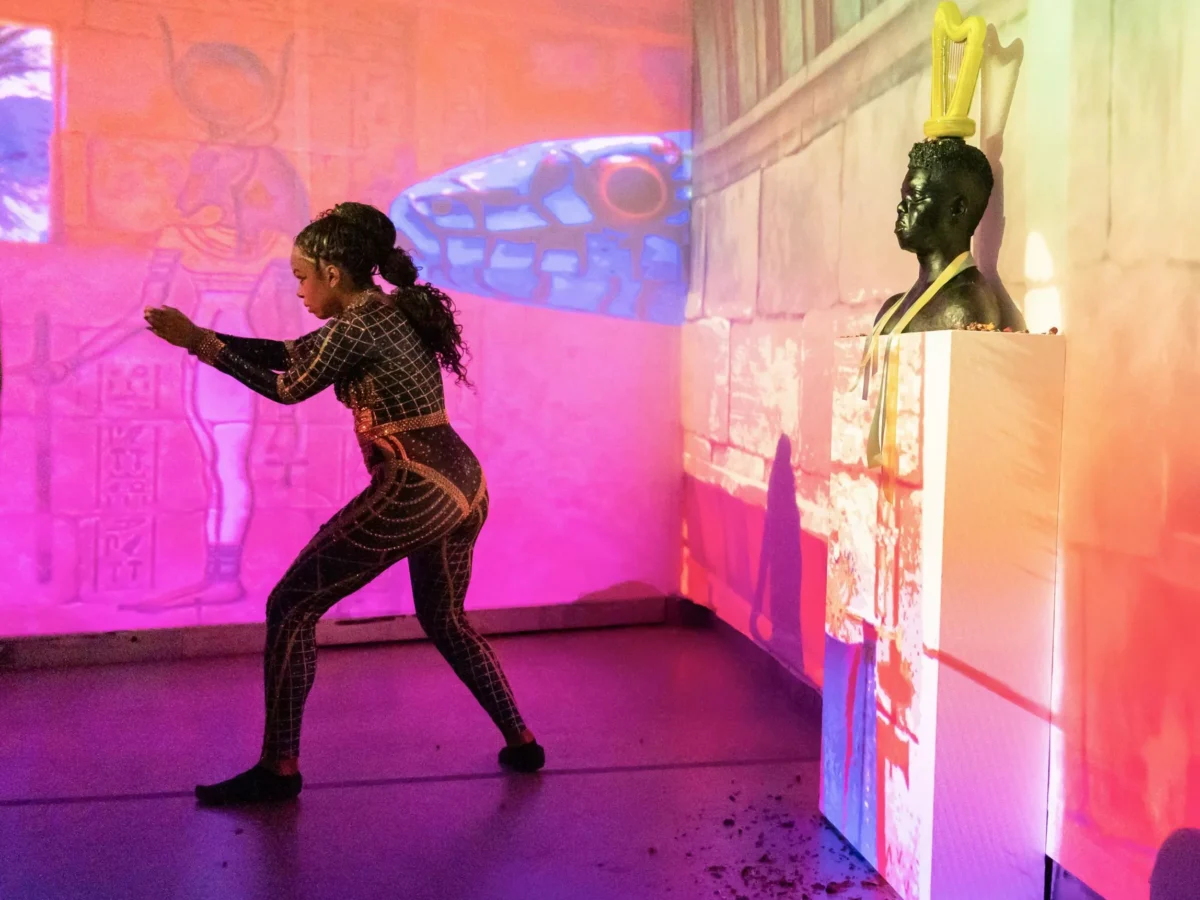 Experience the radiant glass deities of Myth-Science of the Gatekeepers at Pittsburgh Glass Center