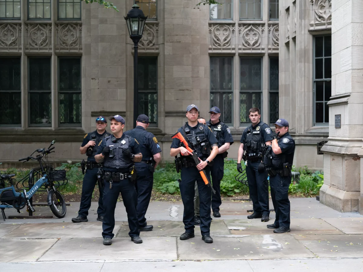Police surround a pro-Palestine encampment at Pitt