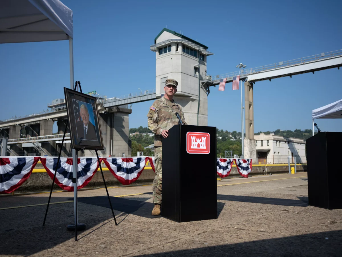 A reopened lock on the Mon shows improving infrastructure and ongoing reliance on industry