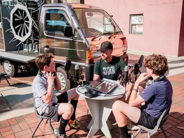 The pink, futuristic mini-truck that doubles as a recording studio for kids and teens